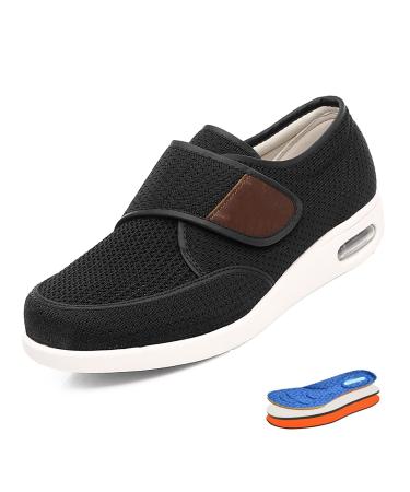 MFAJDHS Men's Diabetic Shoes for Men Casual Adjustable Walking Shoes Wide Shoes for Elderly Diabetic Edema Swollen Feet 9 Wide Black