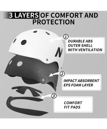 Nattork Skateboard Helmet Protective Gear for Kids,Multi-Sport Scooter Helmet with Removable Liner for Bike, Scooter, Inline Skate, Roller Skate, Suitable for Kids Youth Adults White Medium (20.47'' - 22.83'' / 52cm - 58cm) - Buy Online on GoSupps.com