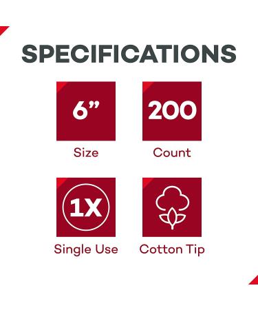 Dealmed 6 Sterile Cotton-Tipped Wood Applicators - 200 Count - Ideal for Medication Application, Skin Cleaning, Arts & Crafts - 6 Inch Length - Buy Online on GoSupps.com