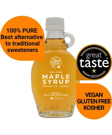 MapleFarm - Pure Canadian Maple Syrup Grade A Golden with delicate taste - 190 ml bottle (250 g) - Pure maple syrup - Maple - Buy Online on GoSupps.com