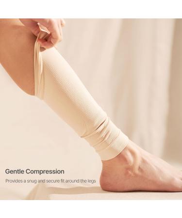 MOTHER-K Leg Compression Sleeves for Women | Calf & Shin Pain Relief for Pregnancy - Beige Large - Buy Online on GoSupps.com