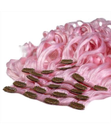 Hair2Heart Clip-In Hair Extensions - Wavy Synthetic 8pcs 130g Bubblegum #101 - 60cm Long Perfect for Volume & Style - Buy Online on GoSupps.com