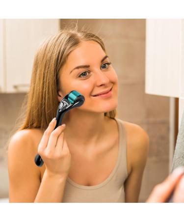 Buy Titanium 540 Beard Derma Roller for Hair Skin & Face - 0.25mm (Black Handle + Blue Roller) - Best for Grooming & Skin Care - Shop Internationally - Buy Online on GoSupps.com