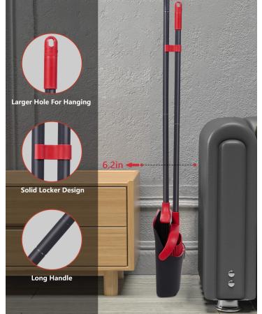 Broom and Dustpan Set - Upgrade 52 Long Handle Broom with Stand Up Dustpan Combo for Home, Office, Kitchen - Red - Buy Online on GoSupps.com