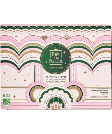 Th s de la Pagode - Coffret de Th s Bien Etre "Divine Cor e" - 3 Th s Bio + 1 Infusion Bio - dition Limit e Id e Cadeau No l - 32 Sachets
