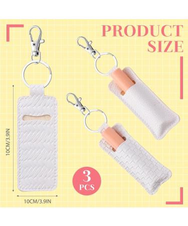 3 Pcs Lipstick Holder Keychain - PU Leather Embossed Lip Balm & Lip Gloss Pouch with Clip | Perfect Christmas Gift for Women | Portable Travel Accessory - Buy Online on GoSupps.com