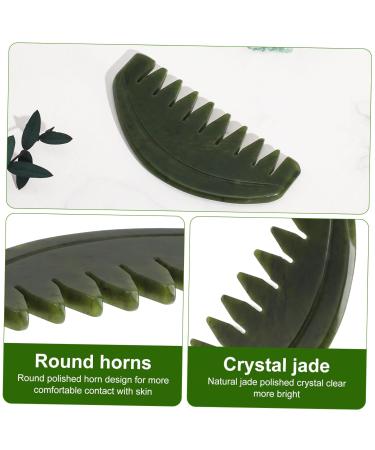 Magiclulu 2 Pool Sace Jade Krame Head Massager - Wooden Wide Tooth Gua Sha Hair Stimulator for Ladies | Natural Jade Scratch Board - Buy Online on GoSupps.com