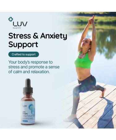 LUV health Zen Drops 3Pack: Stress & Anxiety Support Drops with Magnesium Glycinate Vitamin D3 Lemon Balm Chamomile Saffron L-Theanine. Keto Vegan USA Made Non-GMO 90 Servings - Buy Online on GoSupps.com
