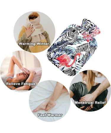 NAANLE 1L Hot Water Bottle with Palm Leaf Zebra Flamingo Cover - Pain Relief & Heat Therapy for Menstrual Cramps Hand & Feet - Buy Online on GoSupps.com