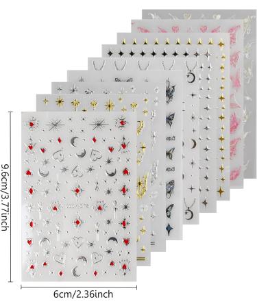 9 Sheets Nail Art Stickers Color Laser Butterfly Star Moon Sun Nail Decals Self-Adhesive Gold Silver Nail Supplies Manicure Art Design Decoration Accessories for Girls Women Nail Studio - Buy Online on GoSupps.com