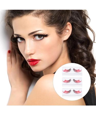 Healifty Colored Lashes Strips 3Pairs Halloween Fake Eyelashes Red Black False Eyelashes Makeup Beauty Eyelashes for Holiday Performance Dancing Party - Buy Online on GoSupps.com