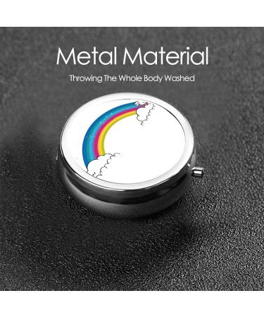 Shop Small Rainbow Round Pill Box | 3 Compartment Mini Travel Organizer for Vitamins & Medications - Buy Online on GoSupps.com