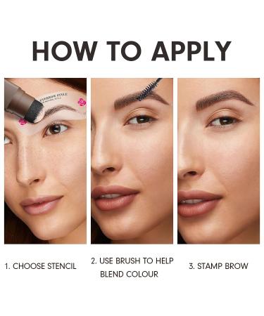 Eyebrow Stamp Stencil Kit - Beginner-Friendly 1 Step Brow Stencil & Stamp Set | Long-Lasting, Smudge-Proof & Waterproof | 24 Reusable Shapes | Dark Black - Buy Online on GoSupps.com