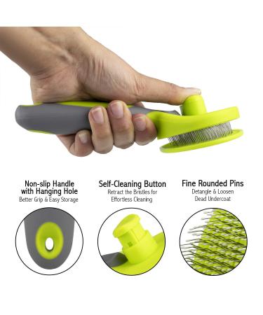 Retractable Slicker Brush for Cats and Dogs - Pet Hair Grooming Brush with Soft Grip Handle - Buy Online on GoSupps.com