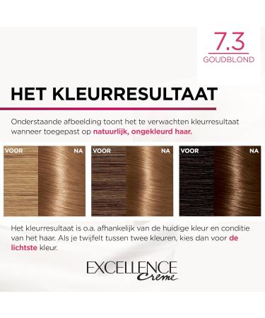 L'Oreal LOr al Paris Excellence Cr me Gold Medium Blonde 73 Permanent Hair Color Contains protective cream coloring a gentle pH shampoo and a nourishing hair mask - Buy Online on GoSupps.com
