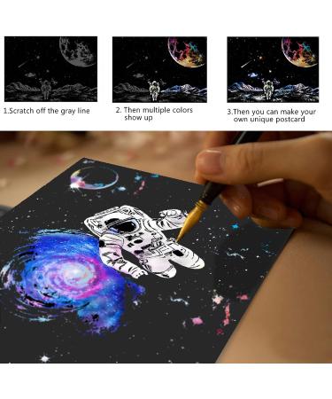 Rainbow Scratch Art Kit for Adults & Kids - DIY Black Engraving Paper Craft Set - 3 Pack 16 X 11.2 Inches - Starry Sky Design - Buy Online on GoSupps.com