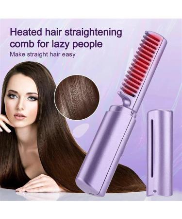 Rechargeable Mini Hair Straightener Comb - Portable Cordless Styling Tool with 3 Temperature Settings - 7.28in Pink for Effortless International Use - Buy Online on GoSupps.com