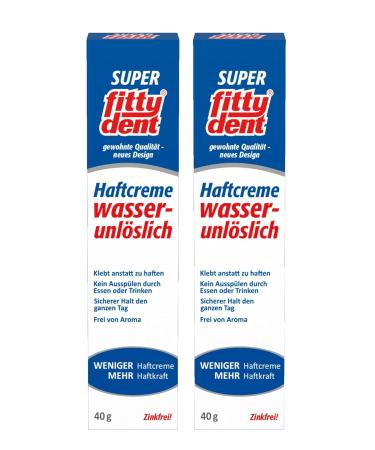 2x FITTYDENT Super Adhesive Cream 40g - Water-Insoluble Zinc-Free | International Shipping Available - Buy Online on GoSupps.com