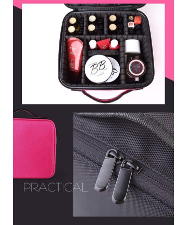 Waterproof Make-Up Bag with Brush | Large Cosmetic Organizer & Adjustable Compartments - Violet Red - Buy Online on GoSupps.com