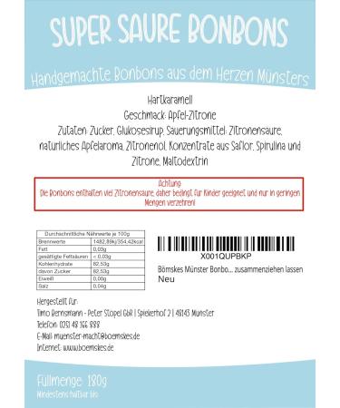 Super Saure Bonbons - B mskes 180g | Intense Apple Lemon Flavor | Extreme Acidic Candy | Shop Now! - Buy Online on GoSupps.com
