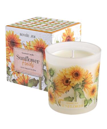Scented Candle - Sunflower Fields - 6oz Soy Wax Candle for Autumn Gift for Her/Him