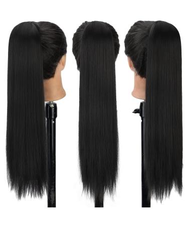 Buy Black Long Smooth Pferdeschwanz Hair Extension - 60cm Clip-In Ponytail Hairpiece | Natural Wrap Around Braid | Fast International Shipping - Buy Online on GoSupps.com