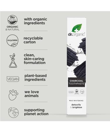 DR Organic Activated Carbon Toothpaste - Extra Lightening Natural Vegan Paraben & SLS-Free 100ml - Buy Online on GoSupps.com