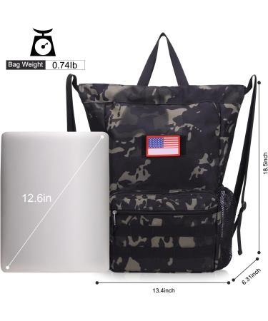 ATRIPACK Tactical Drawstring Backpack Water-Resistant Swim Bag String Bag Sandproof Beach Backbag American Flag Cinch Sack Bookbag for Men Women Boys Girls Basketball Swim Gym Sports(Black Camo - Buy Online on GoSupps.com