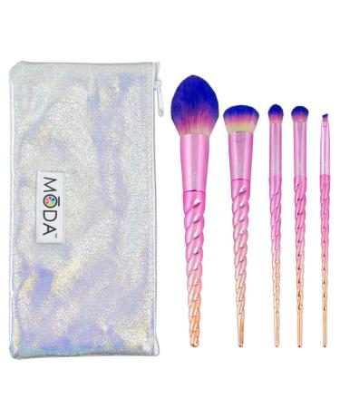 Moda Royal & Langnickel Make-up brush set with bag travel size unicorn motif 6-piece set with blush complexion vaulted shadow wrinkle and angular evil brush mythical ombr  - Buy Online on GoSupps.com