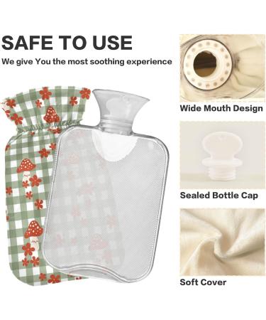 NAANLE DAISY 2L Mushroom Hot Water Bottle with Cover - Transparent Warm Water Bottle for Pain Relief & Thermal Therapy - Ideal for Beds Hands & Feet - Buy Online on GoSupps.com