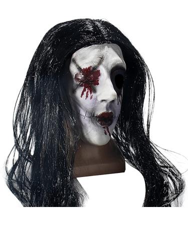Long Hair Ghost Horror Devil Mask Halloween Mask Scary Challenge Games Evil Costume Halloween Cosplay Party Decoration Props - Buy Online on GoSupps.com