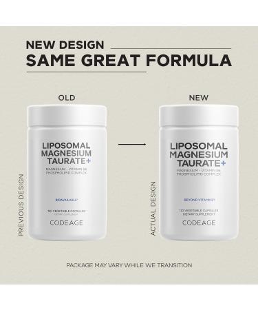 Codeage Liposomal Magnesium Taurate+ Supplement - Magnesium Taurate Vitamin B6 as Pyridoxal 5-Phosphate 2-Month Supply - Liposomal Delivery Vegan Non-GMO Gluten-Free 120 Capsules - Buy Online on GoSupps.com