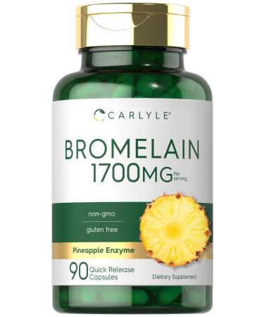 Carlyle Bromelain 1700 mg | 90 Capsules | Pineapple Enzyme Supplement | Non-GMO and Gluten Free
