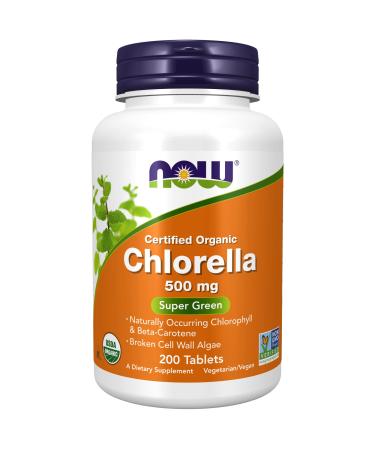 Now Foods Certified Organic Chlorella 500 mg 200 Tablets