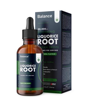 Liquorice Root Liquid Drops - High Strength 1000mg - Vegan - 1 Month Supply - 30 Servings - 30 000mcg per 60ml Bottle - Premium Liquorice Root Extract for Fast Absorption - Made in UK by Balance