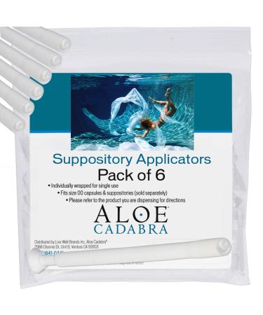 Aloe Cadabra Disposable Vaginal Suppository Applicators (6 Pack) Individually Wrapped Fits Most Brands. for her use with Feminine Boric Acid Suppositories Pills Tablets Capsules Size 00