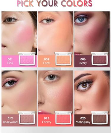 Matte Powder Blush Rosy Glow Face Blush Contour Highlight Makeup Palette High Impact Buildable Color Lightweight & Smooth Finish & Long Lasting Professional Pressed Power Blush for Cheek Coral 004#coral - Buy Online on GoSupps.com