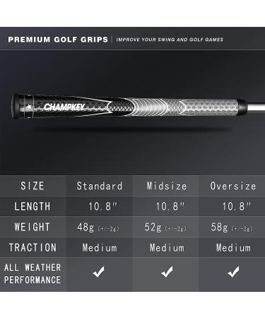CHAMPKEY Comfortable Golf Grips Set of 13 - Black&Grey Midsize Grips with Repair Kits Included - Buy Online on GoSupps.com