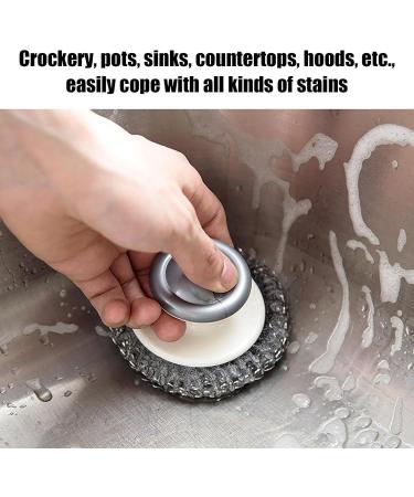 Metal Sponge for Washing Dishes | Ergonomic Dish Scrubber Cleaning Brush - Bathroom and Kitchen Accessory for Floor Bakeware Sink Faucet Plate Range Hood Wall Grill - Buy Online on GoSupps.com