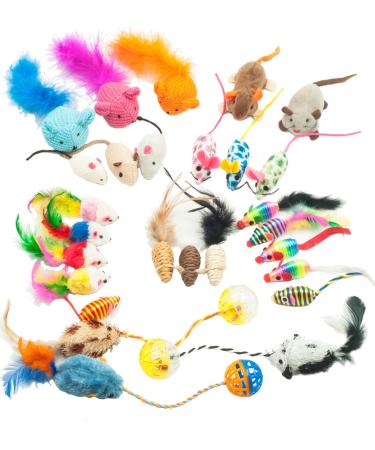 FASHION'S TALK Mouse Cat Toys Assorted Catnip Cat Toys Feather Fur Mice Variety Pack Assorted mice pack