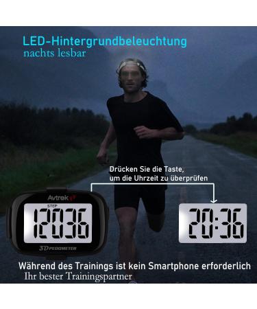 AVTREK Precise 3D Mini Pedometer - Ideal for Walking Running & Hiking - Compact & Lightweight Black - Buy Online on GoSupps.com
