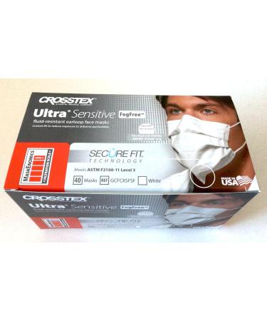 Crosstex CR-GCFCXSF Ultra Sensitive Fogfree Earloop Mask White 40 Pack - Buy Online on GoSupps.com