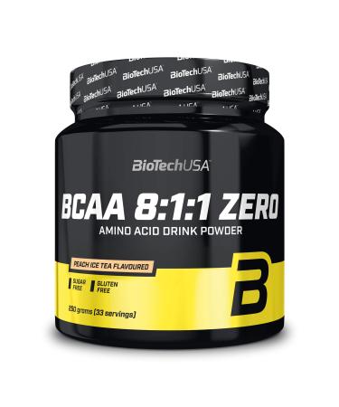 BioTechUSA BCAA 8:1:1 Zero | 8:1:1 ratio of leucine isoleucine and valine | Sugar free gluten free 250 g peach iced tea - Buy Online on GoSupps.com