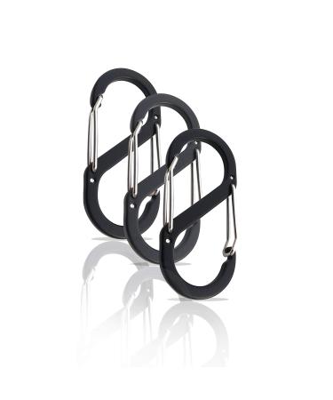 Holesto S Karabiner Set - Karabinerhaken Klein - Karabiner Keyragen - Karabiner hook with double opening - Mini carabiner black - carabiner set - carabiner 52 x 23 mm black