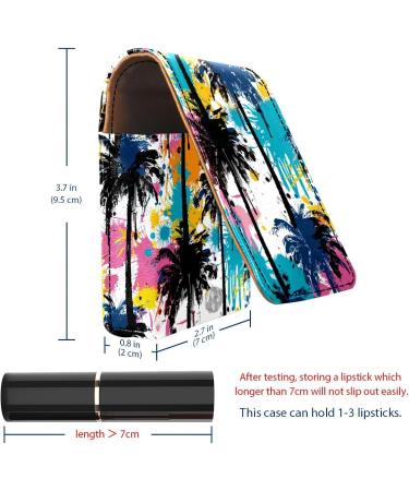 Shop Stylish Leather Lipstick Case | Mini Organizer with Mirror | Tropical Palm Tree Design - International Shipping Available - Buy Online on GoSupps.com