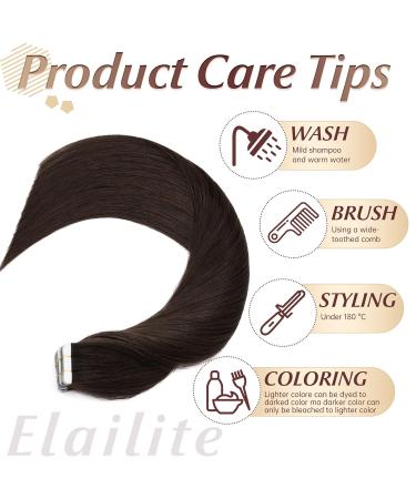 Elailite Tape in Hair Extensions - Real Hair Adhesive 20 Pieces 55cm 50g #02 Dark Brown - Buy Online on GoSupps.com