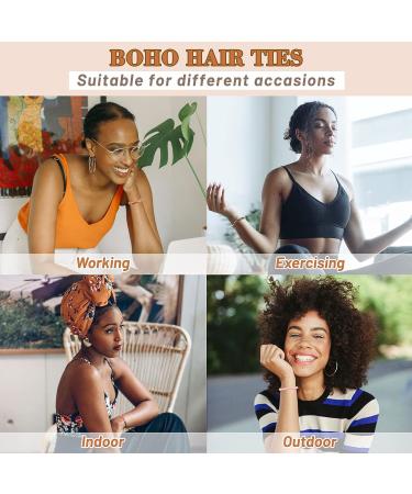 28 Pcs Boho Hair Ties Bracelet - Elastic Twist Braided Bands for Women & Girls - No Damage Ponytail Holder for Thick, Curly, Thin Hair - Mixed Colors - Buy Online on GoSupps.com