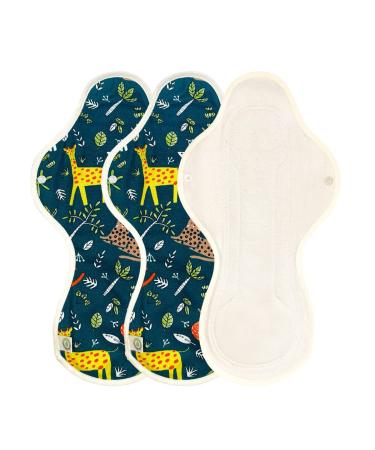 think ECO Printed Absorbent Type Pad 3p Organic Reusable Cotton Pads Menstrual Pads Sanitary Napkins Many Pattern 3 Pads. (Zoo Night pad) Zoo Night pad