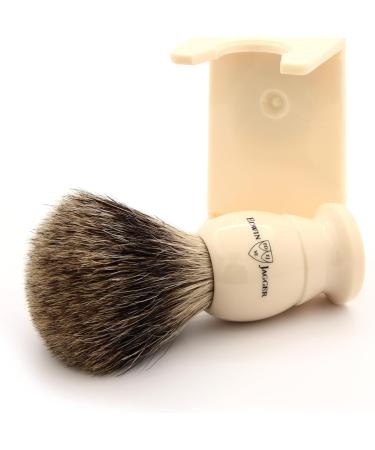 Edwin Jagger 1EJ877SDS Best Dachs Razor Brush with Stand - Imitation Ivory for Shaving Cream & Soap | Premium Men's Grooming Tool - Buy Online on GoSupps.com