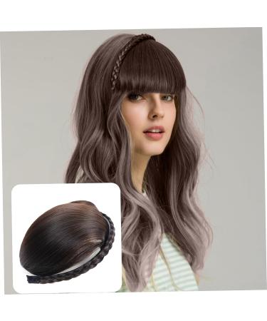 Braid Headband Single Braided Dark Brown Fringe Headband with Bangs Realistic Instant Hair Bangs Fringe Bangs Hair Clip for Women Girls Hair Extensions - Buy Online on GoSupps.com